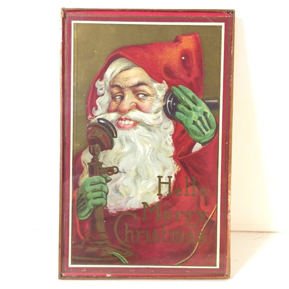 1913 Postcard Santa Christmas On Phone Series 213C Postmark Salem N.Y. In Glass - Picture 1 of 4